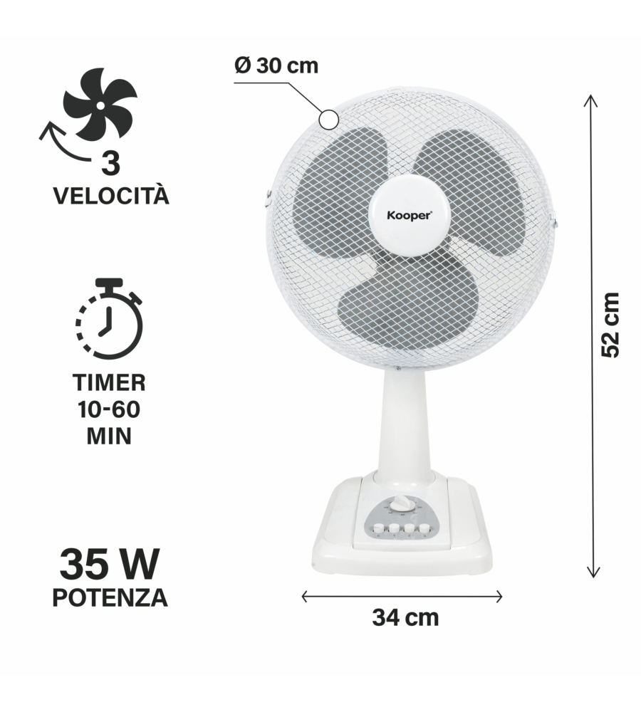 VENTILATORE DA TAVOLO KOOPER "ARTICFRESH" BIANCO 35W