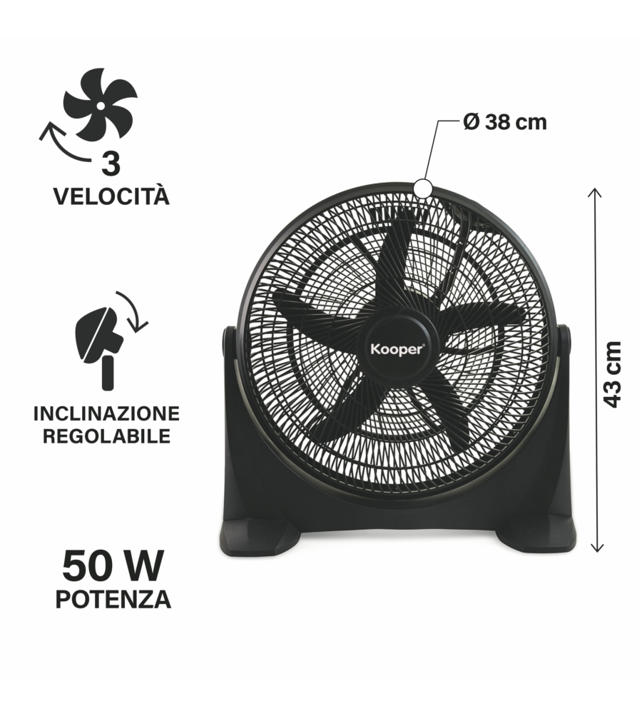 VENTILATORE DA TAVOLO KOOPER NERO 50W