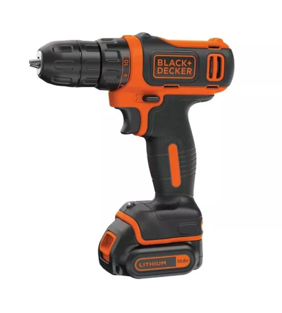 KIT VALIGETTA TRAPANO AVVITATORE A BATTERIA BLACK+DECKER "BDCDD12KB-QW" 2 BATTERIE 10,8V 1,5AH