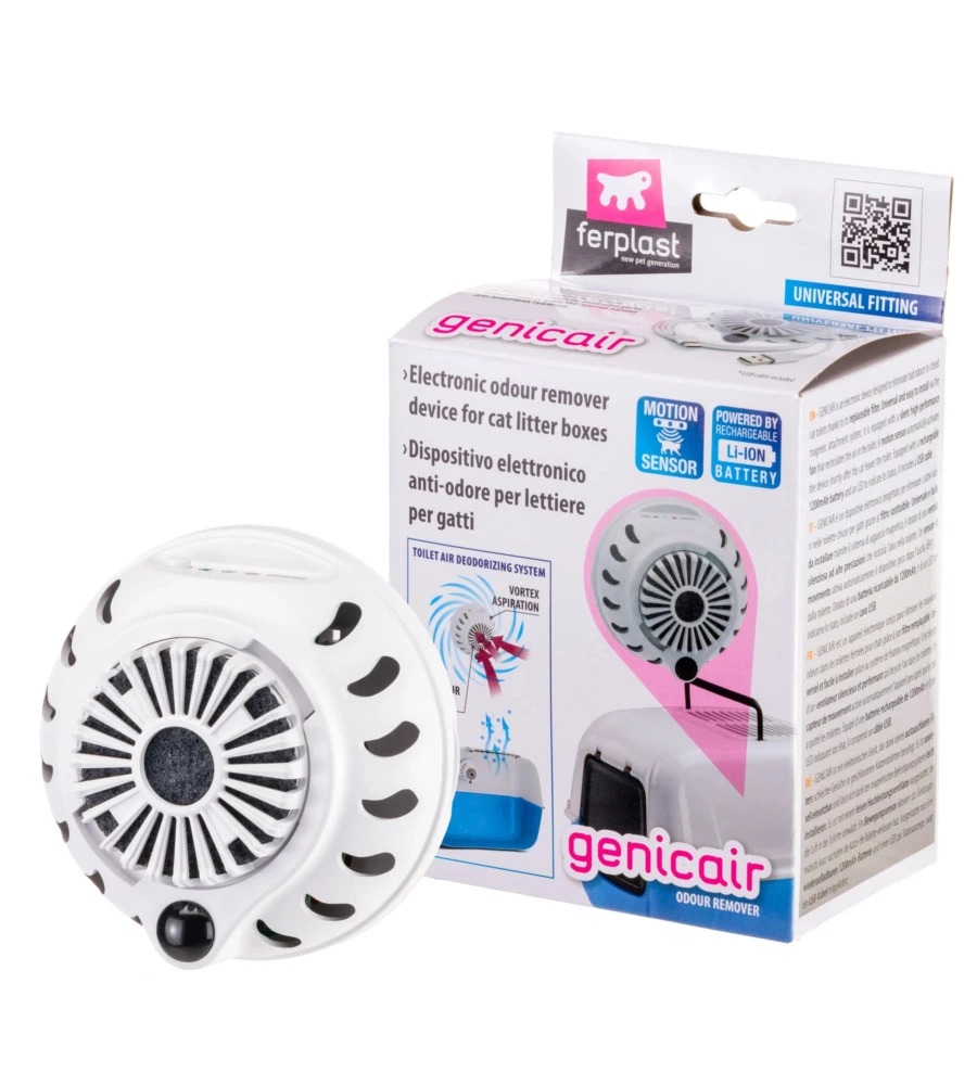 DISPOSITIVO ELETTRONICO PER ELIMINAZIONE CATTIVI ODORI NELLE LETTIERE PER GATTI FERPLAST "GENICAIR" CON RICARICA TRAMITE USB
