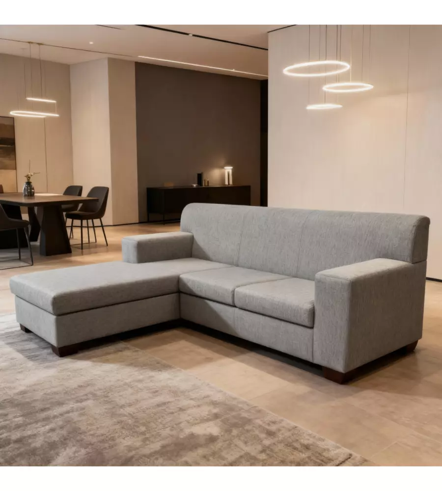 DIVANO CON PENISOLA REVERSIBILE BELLAHOME "TRIS" GRIGIO 218X162X90CM