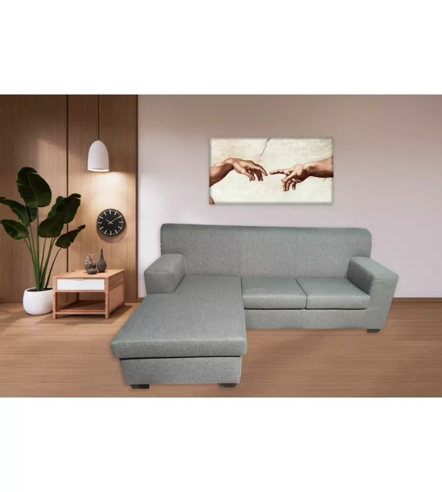 DIVANO CON PENISOLA REVERSIBILE BELLAHOME "TRIS" GRIGIO 218X162X90CM