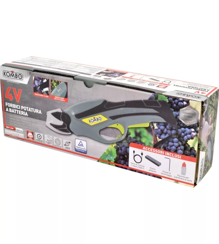 FORBICE DA POTATURA A BATTERIA KOMBO TAGLIO 12 MM 4V 2AH