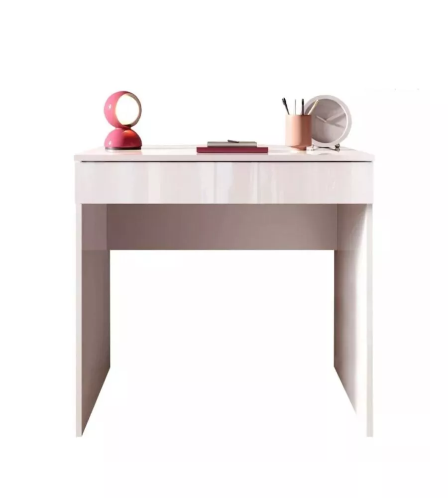 SCRIVANIA CON CASSETTONE "SMILE" BIANCO LUCIDO, 78X50X76 CM