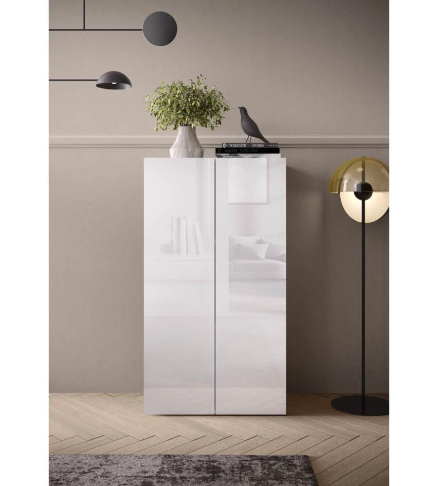 ARMADIO MULTIUSO ALTO "FRAME" BIANCO LUCIDO, 63X35X114 CM