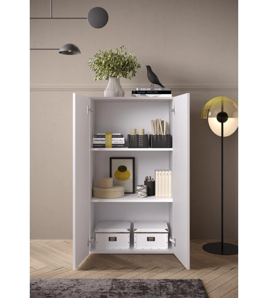 ARMADIO MULTIUSO ALTO "FRAME" BIANCO LUCIDO, 63X35X114 CM