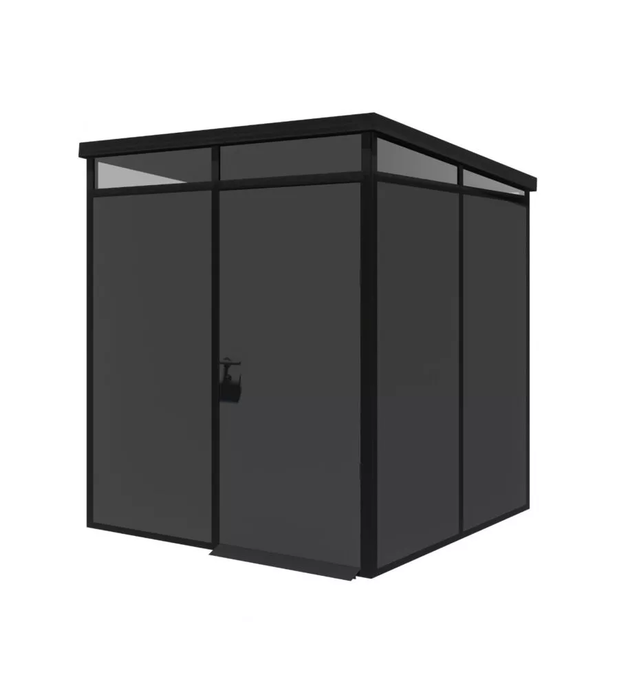 CASETTA DA GIARDINO PREFABBRICATA IN PVC E ALLUMINIO ARTPLAST "MODULARE" NERO E GRIGIO 2X2 MT