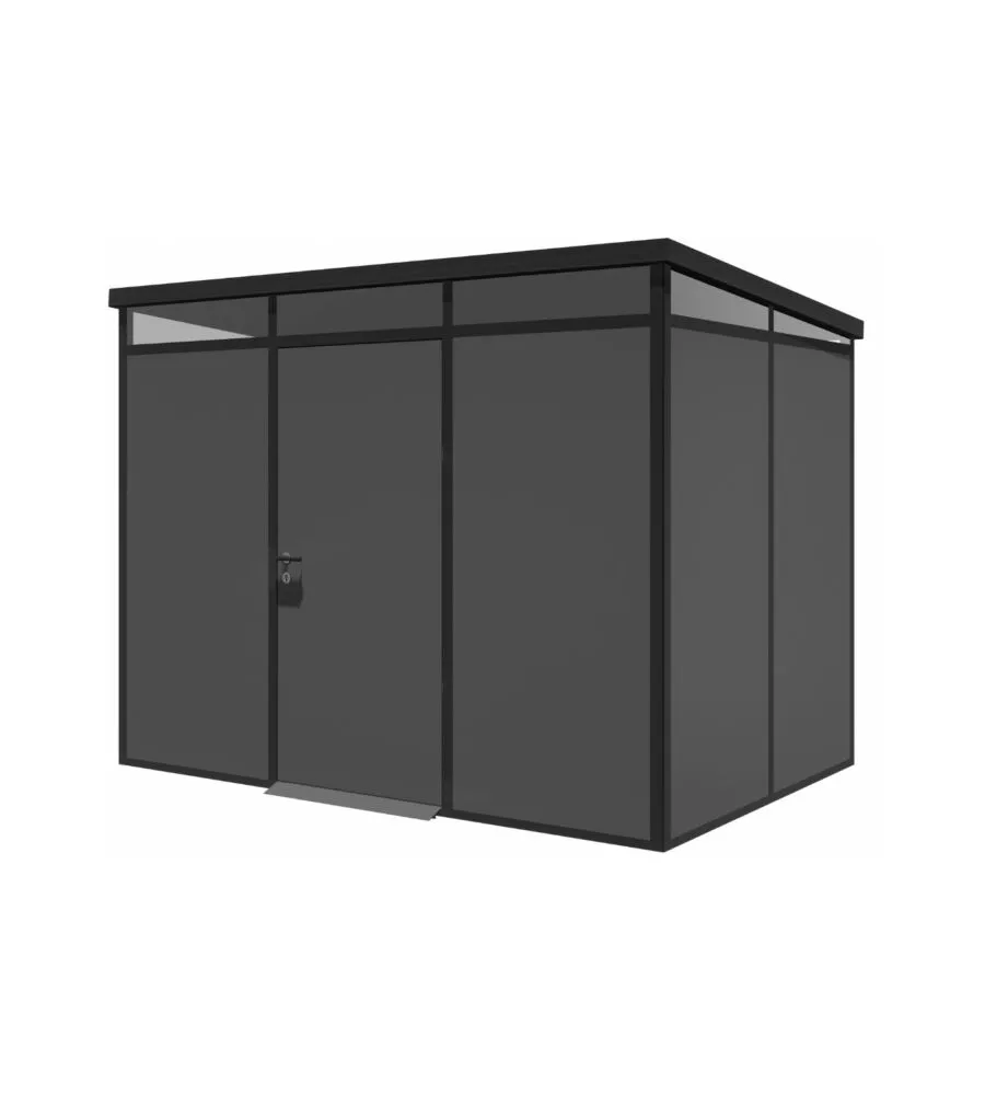 CASETTA DA GIARDINO PREFABBRICATA IN PVC E ALLUMINIO ARTPLAST "MODULARE" NERO E GRIGIO 3X2 MT