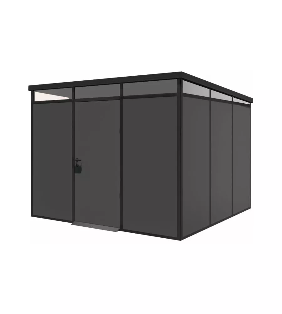 CASETTA DA GIARDINO PREFABBRICATA IN PVC E ALLUMINIO ARTPLAST "MODULARE" NERO E GRIGIO 3X3 MT