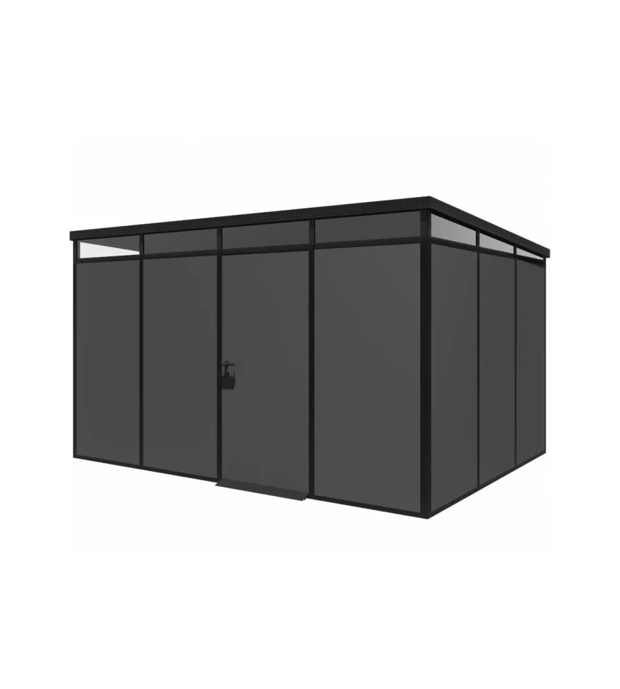 CASETTA DA GIARDINO PREFABBRICATA IN PVC E ALLUMINIO ARTPLAST "MODULARE" NERO E GRIGIO 3X4 MT