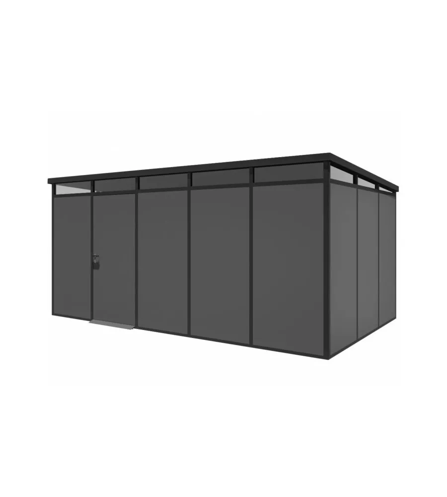 CASETTA DA GIARDINO PREFABBRICATA IN PVC E ALLUMINIO ARTPLAST "MODULARE" NERO E GRIGIO 3X5 MT