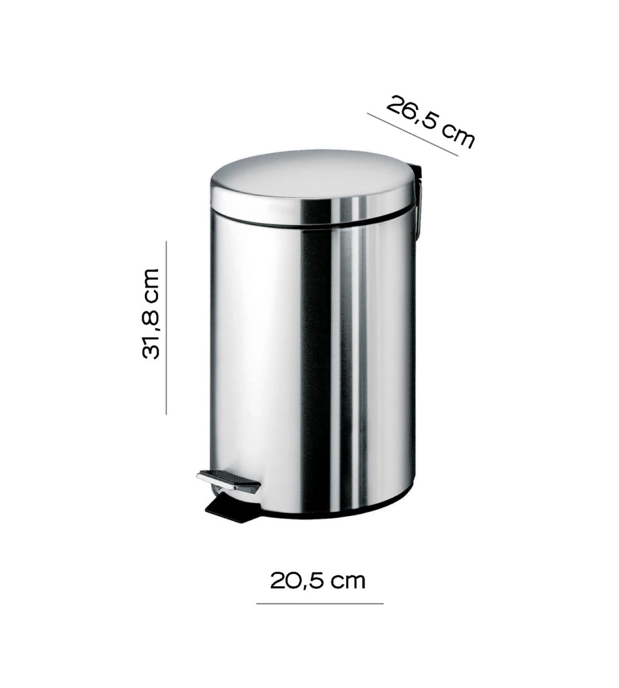 PORTARIFIUTI GEDY "ARGENTA" CROMATO IN ACCIAIO 31,8X20,5X26,5 CM