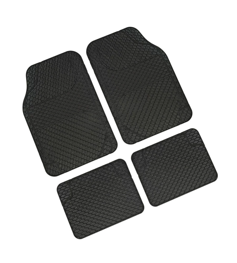 TAPPETINI AUTO GRAN PREE "DRENA" IN PVC NERO 4 PEZZI
