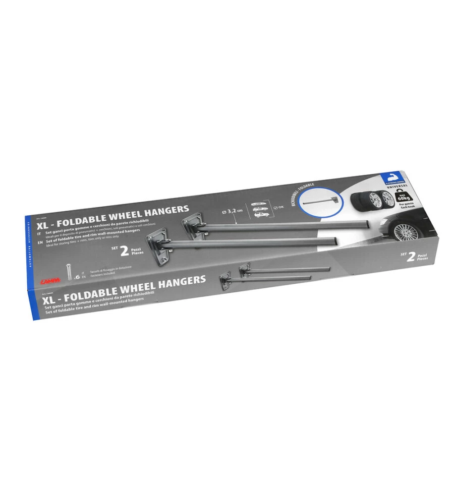 SET 2 GANCI PORTA GOMME E CERCHIONI DA PARETE LAMPA RICHIUDIBILI - 15969