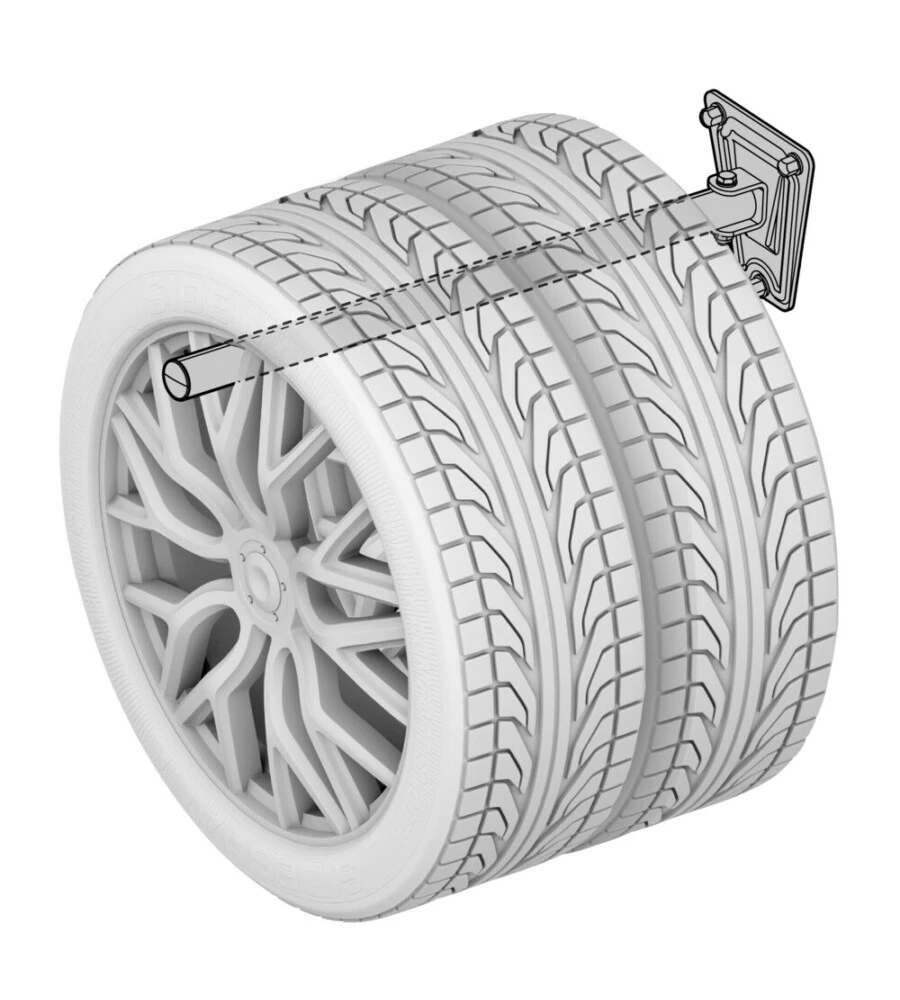 SET 2 GANCI PORTA GOMME E CERCHIONI DA PARETE LAMPA RICHIUDIBILI - 15969