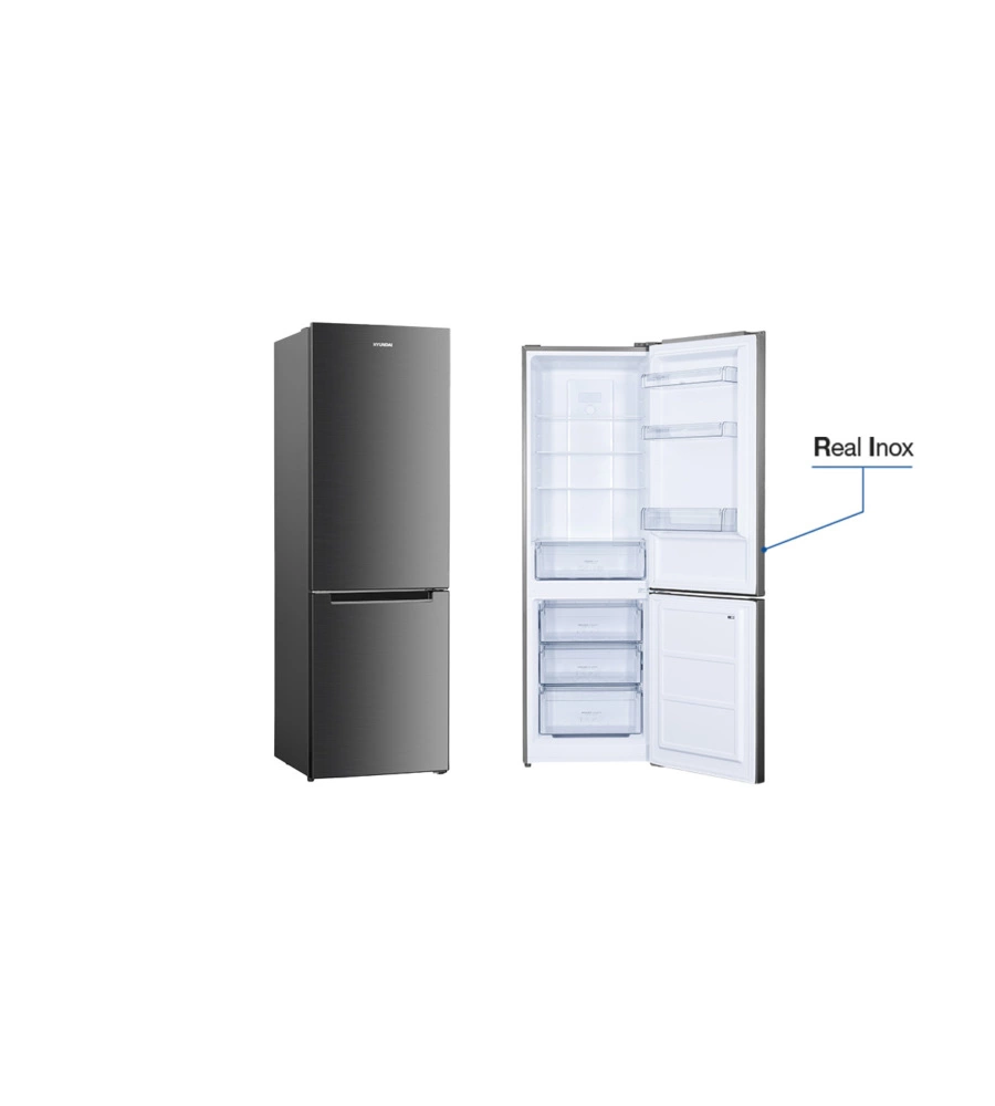 FRIGORIFERO HYUNDAI "TOTAL NO FROST" IN ACCIAIO INOX 60X60X186 CM