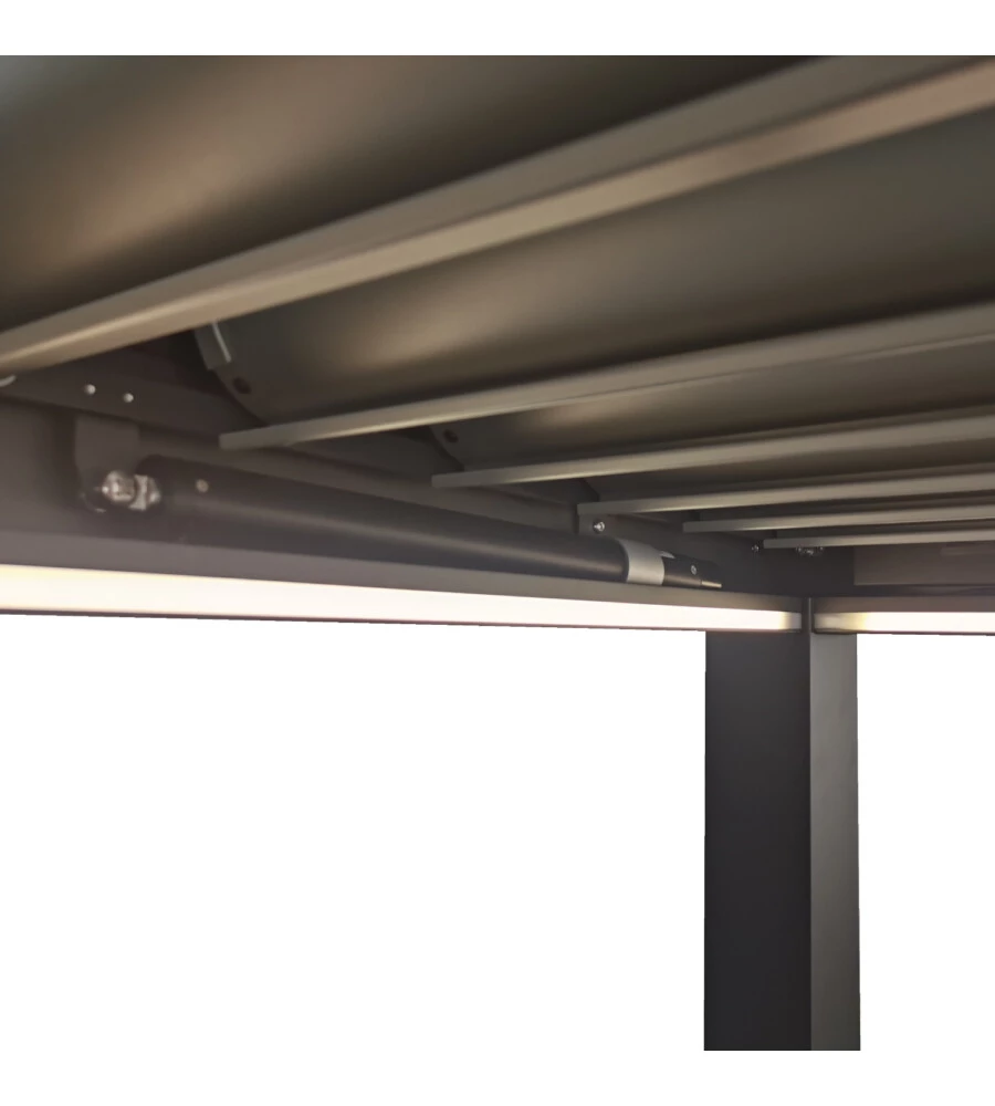 PERGOLA BIOCLIMATICA MOTORIZZATA RIVIERA "QUADRIFOGLIO" IN ALLUMINIO ANTRACITE 400X300X250 CM