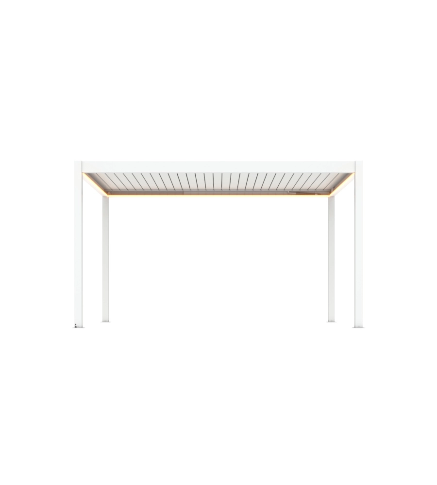PERGOLA BIOCLIMATICA MOTORIZZATA RIVIERA "QUADRIFOGLIO" IN ALLUMINIO BIANCO 400X300X250 CM