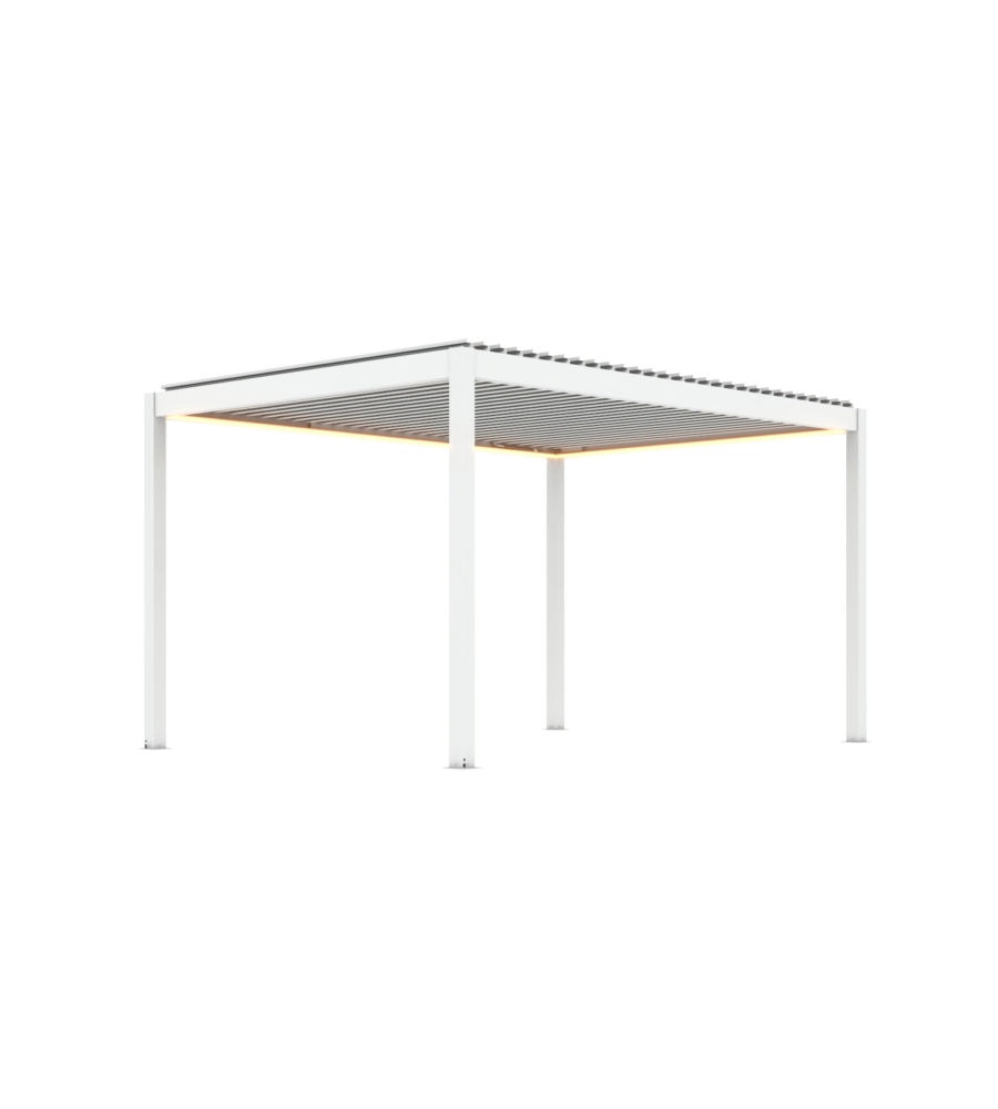 PERGOLA BIOCLIMATICA MOTORIZZATA RIVIERA "QUADRIFOGLIO" IN ALLUMINIO BIANCO 400X300X250 CM