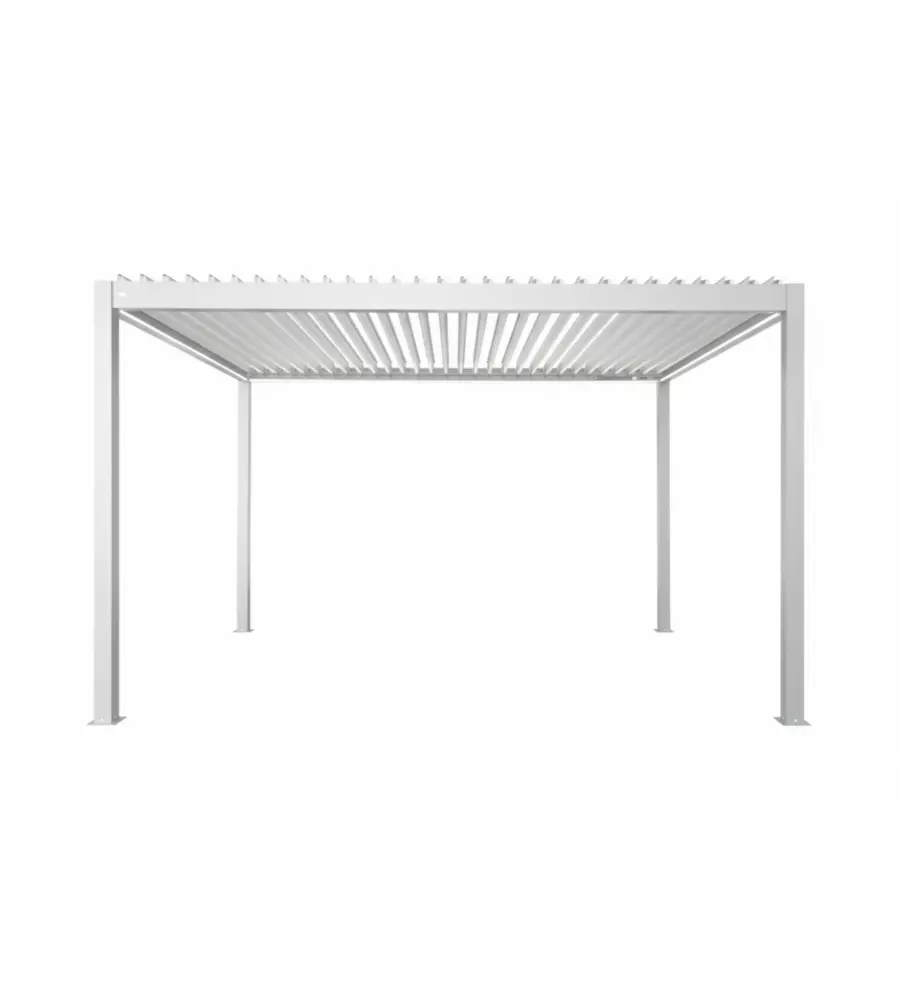PERGOLA BIOCLIMATICA MOTORIZZATA RIVIERA "QUADRIFOGLIO" IN ALLUMINIO BIANCO 4X3X2,5 MT