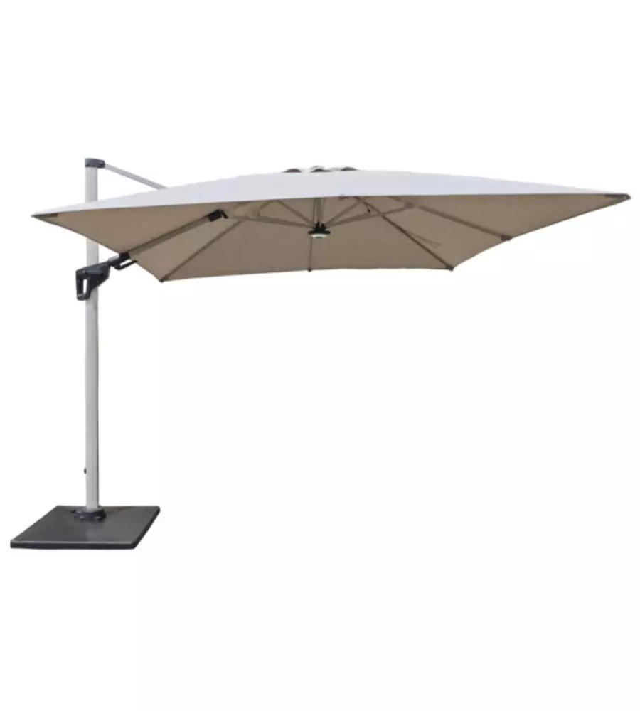 OMBRELLONE A BRACCIO DA ESTERNO RIVIERA "HELIANTUS" CON LED E SPEAKER GRIGIO CHIARO 300X400 CM