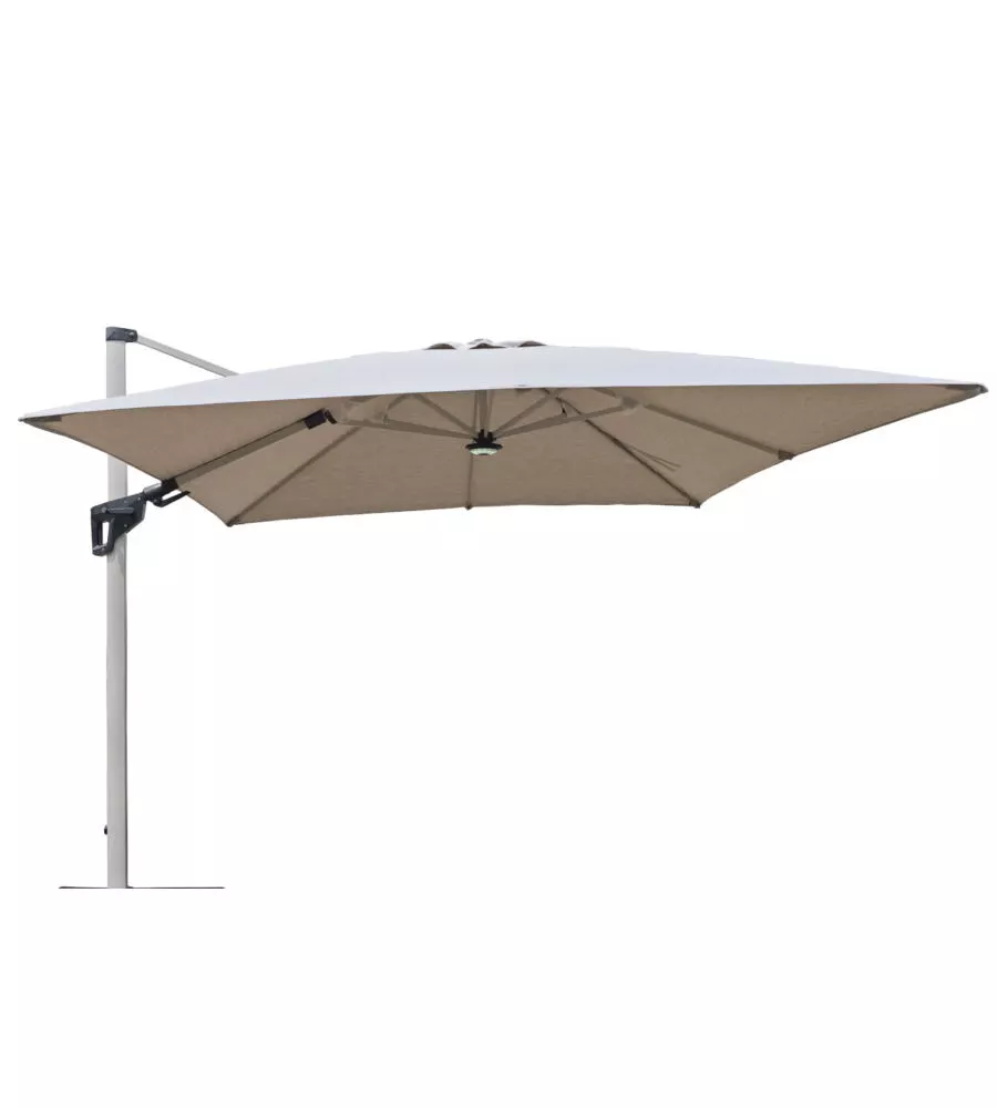OMBRELLONE A BRACCIO DA ESTERNO RIVIERA "HELIANTUS" CON LED E SPEAKER GRIGIO CHIARO 300X400 CM