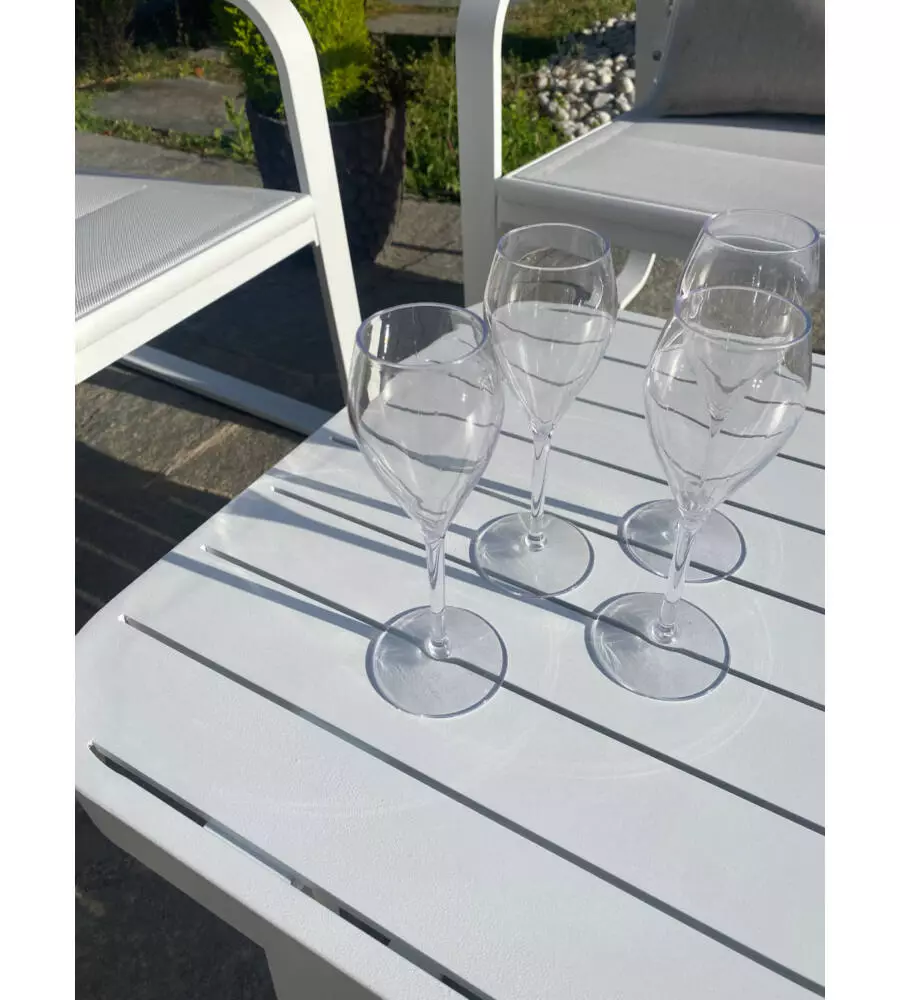 SET DA GIARDINO RIVIERA "ANTEMIDE" BIANCO E GRIGIO CHIARO CON 4 POSTI E TAVOLINO