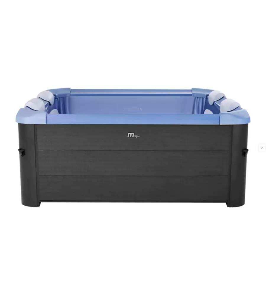 PISCINA IDROMASSAGGIO SPA RIVIERA "OSLO ZAFFIRO" IN PVC GRIGIO SCURO E BLU EFFETTO LEGNO 160X160X65 CM