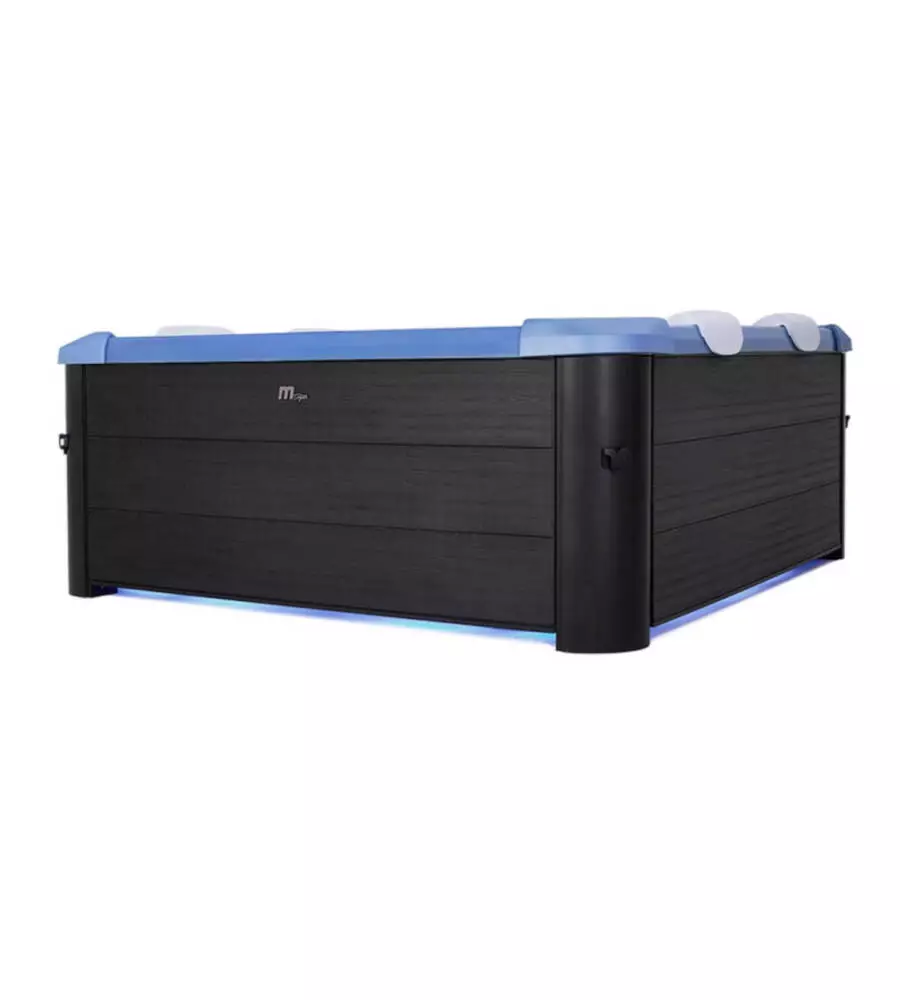 PISCINA IDROMASSAGGIO SPA RIVIERA "OSLO ZAFFIRO" IN PVC GRIGIO SCURO E BLU EFFETTO LEGNO 160X160X65 CM