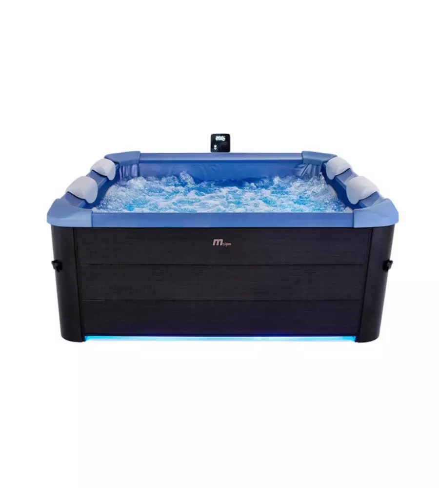 PISCINA IDROMASSAGGIO SPA RIVIERA "OSLO ZAFFIRO" IN PVC GRIGIO SCURO E BLU EFFETTO LEGNO 160X160X65 CM