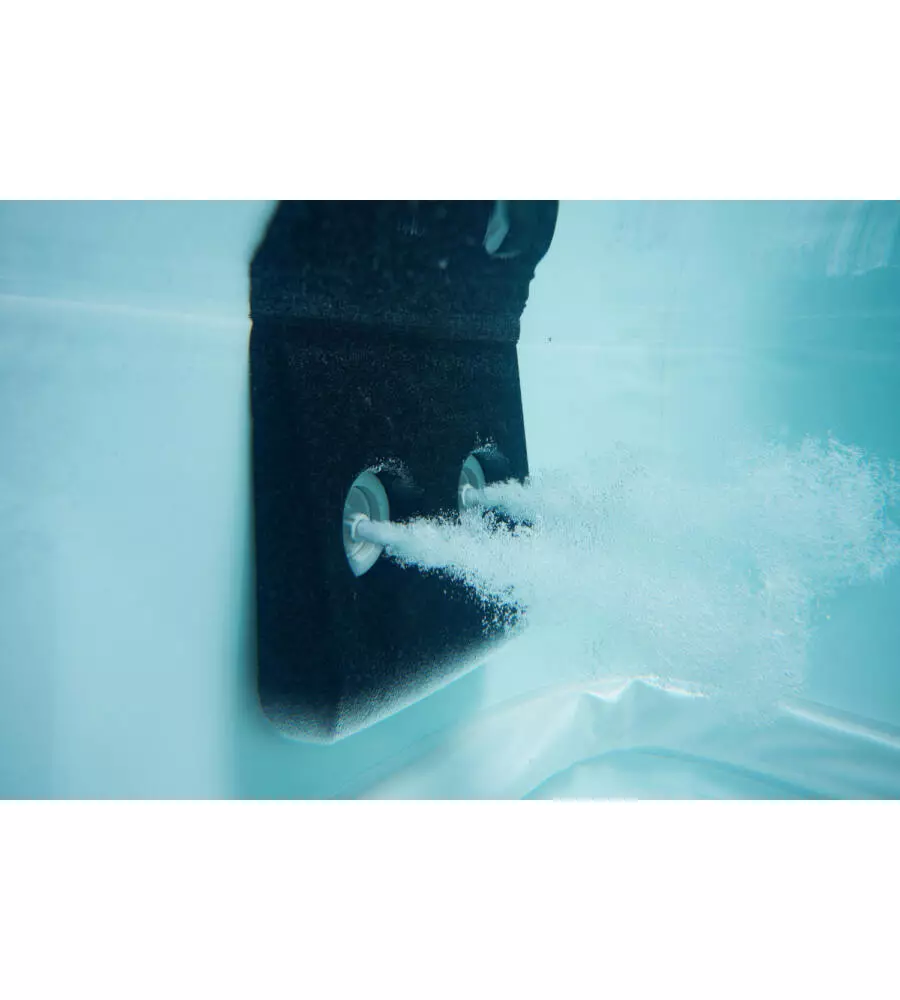 PISCINA IDROMASSAGGIO SPA RIVIERA "OSLO PLUS" IN PVC GRIGIO SCURO EFFETTO LEGNO 180X180X65 CM