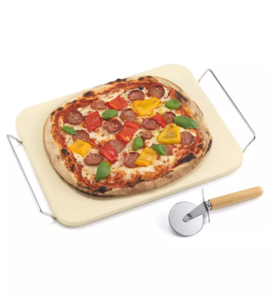 SET PIETRA E ROTELLA TAGLIAPIZZA OMPAGRILL 30X38 CM