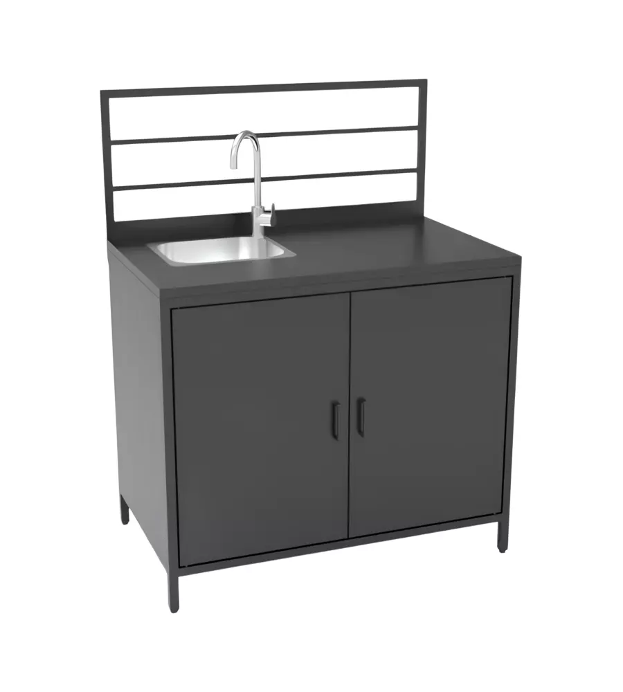CUCINA DA ESTERNO MODULARE OMPAGRILL "MODULO 4" IN ALLUMINIO NERO CON LAVELLO E RUBINETTO 61,5X100X130 CM
