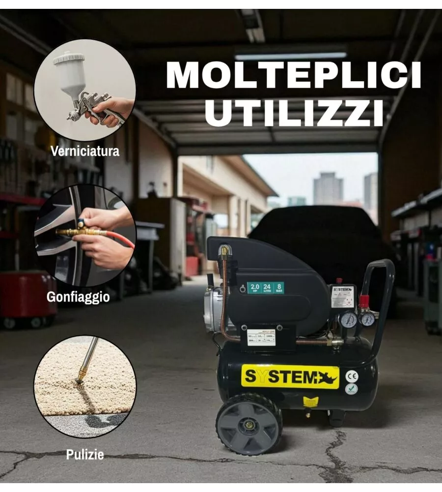 COMPRESSORE ARIA LUBRIFICATO SYSTEM+ 24L 2 HP