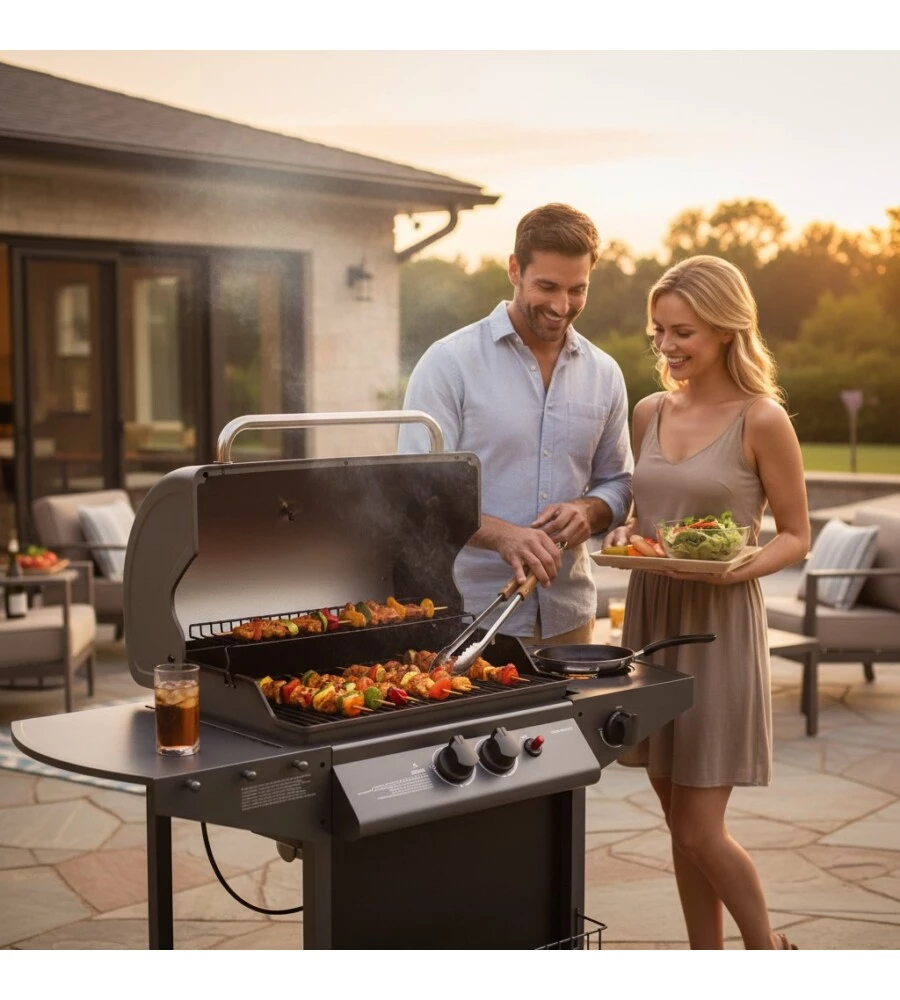 BARBECUE A GAS ARNOLD "NEVADA" CON FINESTRA IN VETRO 3 BRUCIATORI