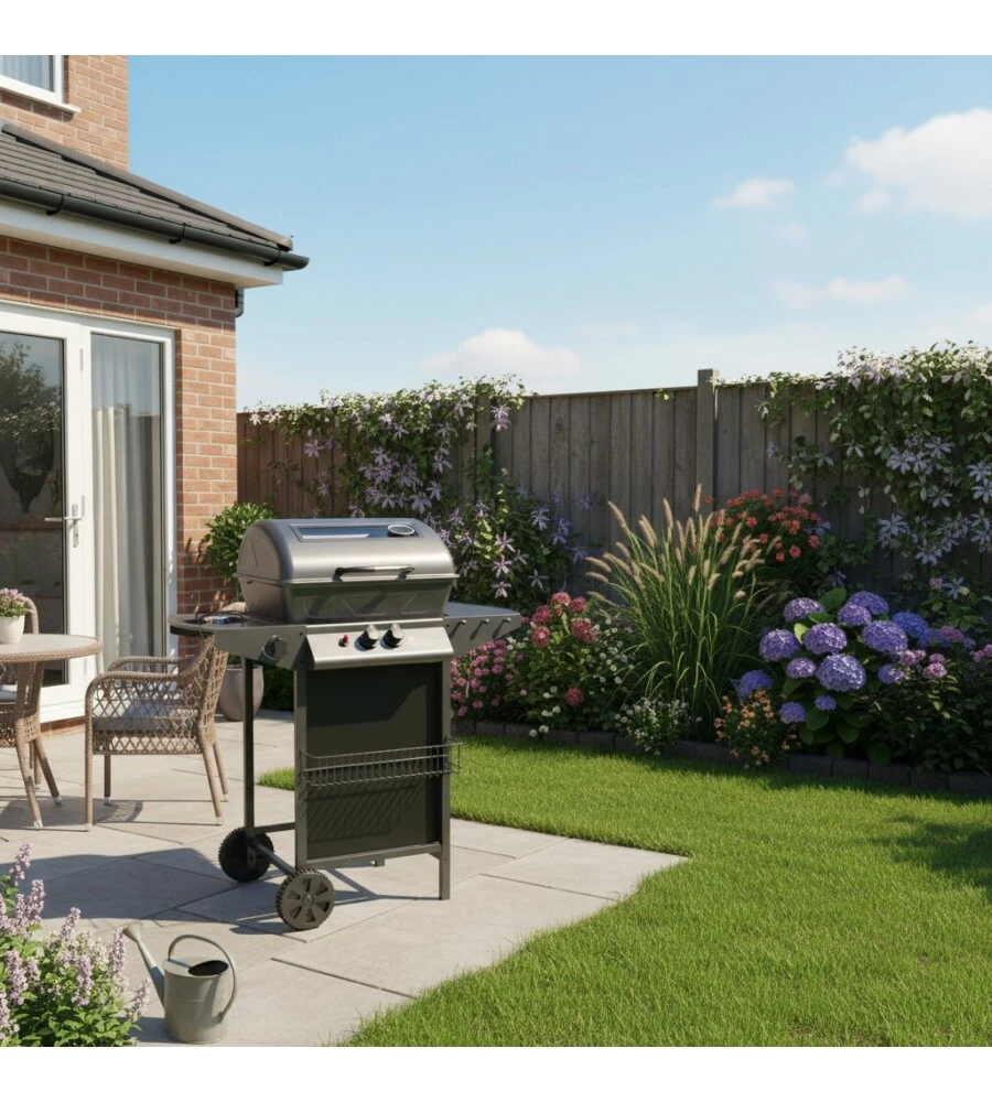 BARBECUE A GAS ARNOLD "NEVADA" CON FINESTRA IN VETRO 3 BRUCIATORI