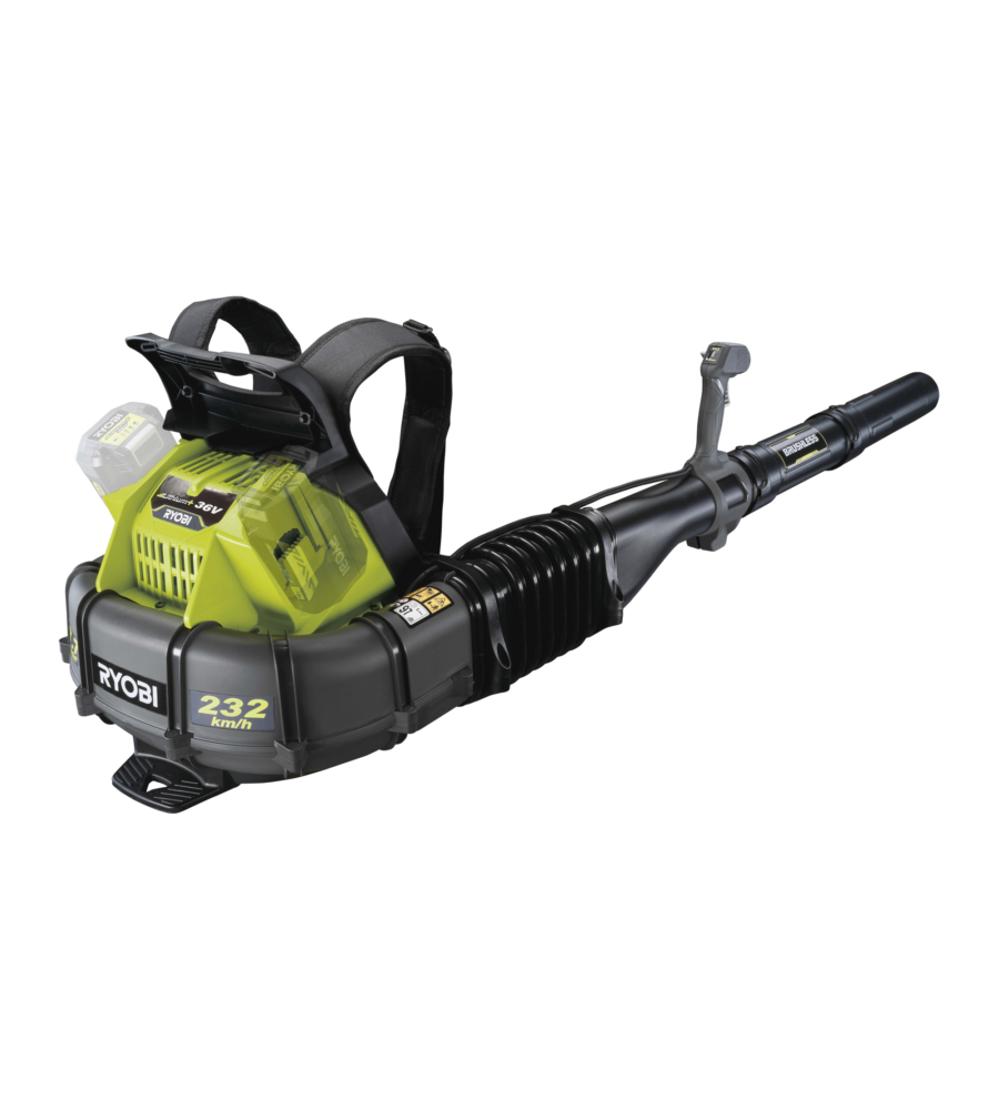 OUTLET - USATO PER PROVA- SOFFIATORE A ZAINO A BATTERIA CON MOTORE BRUSHLESS RYOBI "RY36BPXA-0" SOLO CORPO MACCHINA 36V