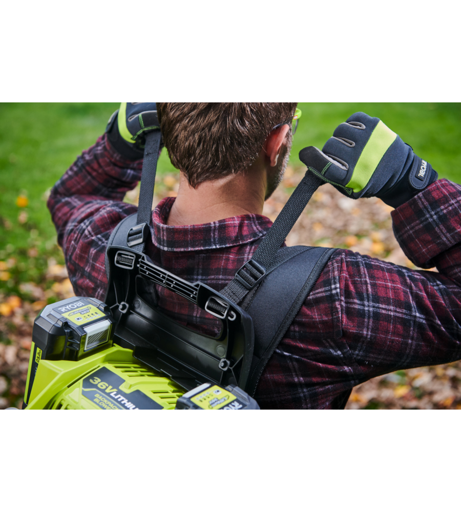OUTLET - USATO PER PROVA- SOFFIATORE A ZAINO A BATTERIA CON MOTORE BRUSHLESS RYOBI "RY36BPXA-0" SOLO CORPO MACCHINA 36V