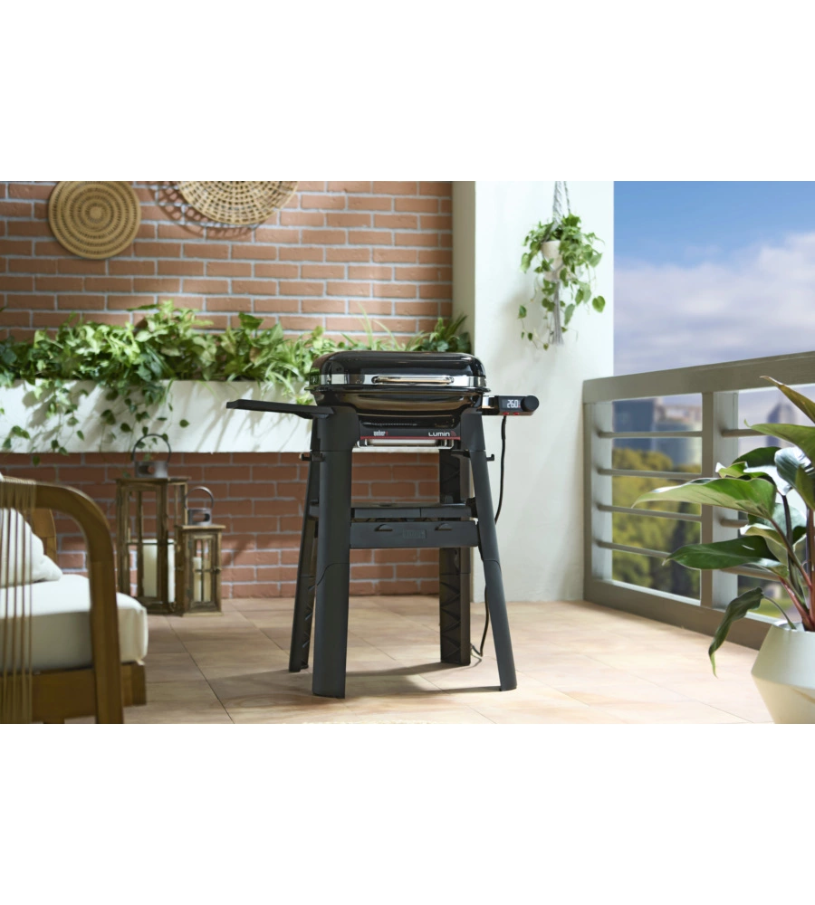 BARBECUE ELETTRICO WEBER "LUMIN COMPACT SMART" NERO CON GRIGLIA 43X28 CM