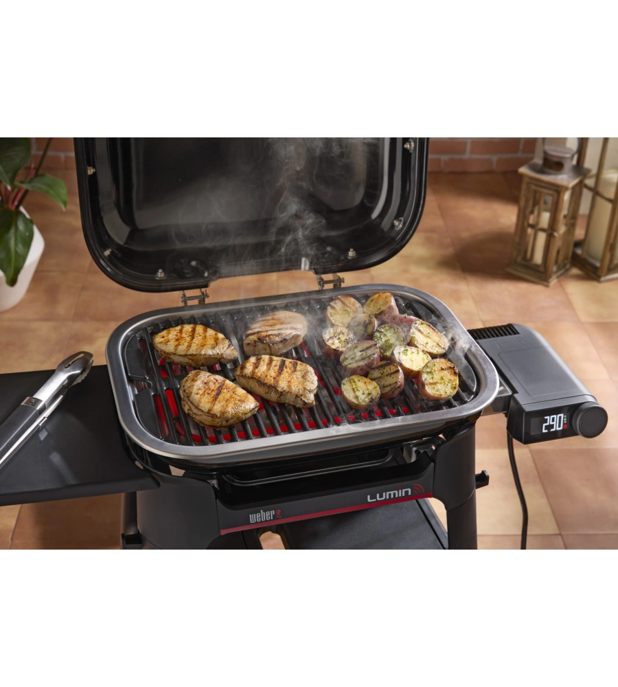 BARBECUE ELETTRICO WEBER "LUMIN COMPACT SMART" NERO CON GRIGLIA 43X28 CM