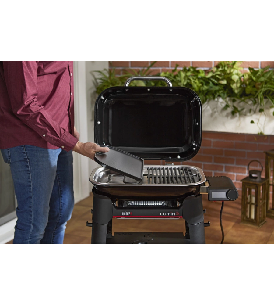 BARBECUE ELETTRICO WEBER "LUMIN COMPACT SMART" NERO CON GRIGLIA 43X28 CM