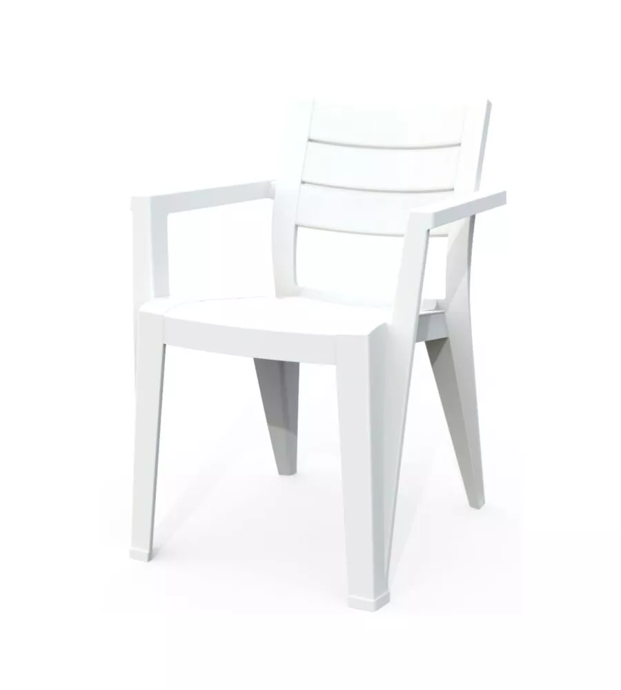 SET 6 SEDIE DA ESTERNO IMPILABILI KETER "JULIE" IN POLIPROPILENE BIANCO EFFETTO LEGNO 61,5X58,5X79 CM