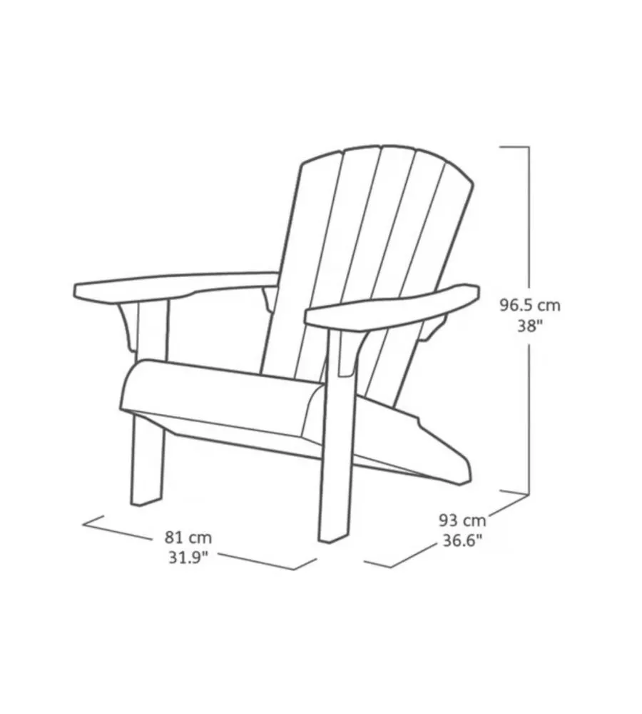 POLTRONA DA ESTERNO KETER "ALPINE ADIRONDACK" IN POLIPROPILENE GRAFITE EFFETTO LEGNO 80,5X95,5X93 CM
