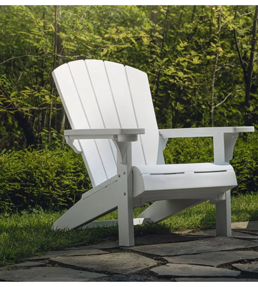 POLTRONA DA ESTERNO KETER "ALPINE ADIRONDACK" IN POLIPROPILENE BIANCO EFFETTO LEGNO 80,5X95,5X93 CM