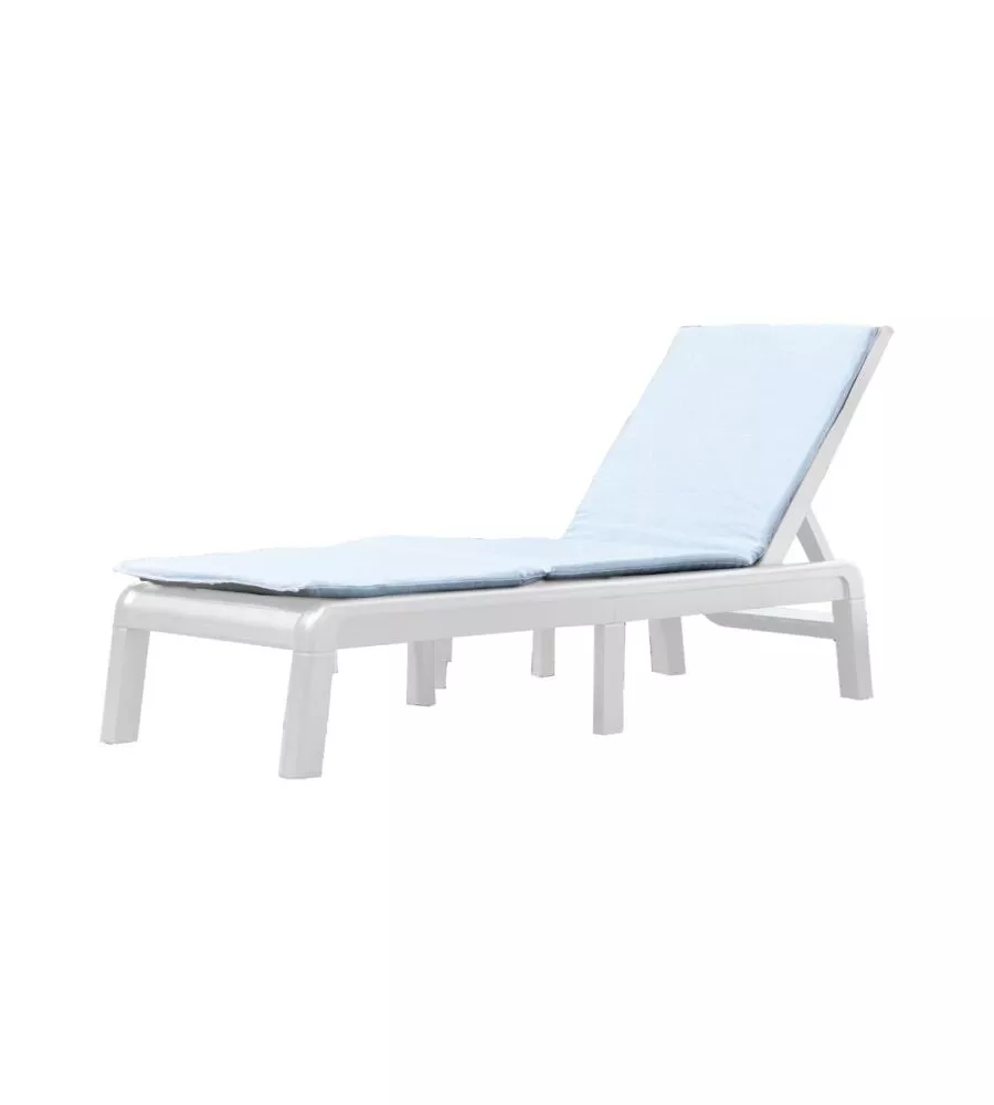 SDRAIO RECLINABILE E RIPIEGABILE KETER "FORMENTERA" IN POLIPROPILENE BIANCO E CUSCINO OCEAN BLUE 187,5X58X29 CM