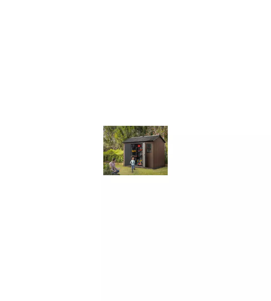 CASETTA DA GIARDINO KETER "NEWTON+ 759/975" IN RESINA MARRONE DOPPIA OPZIONE MONTAGGIO 287X230X246 CM