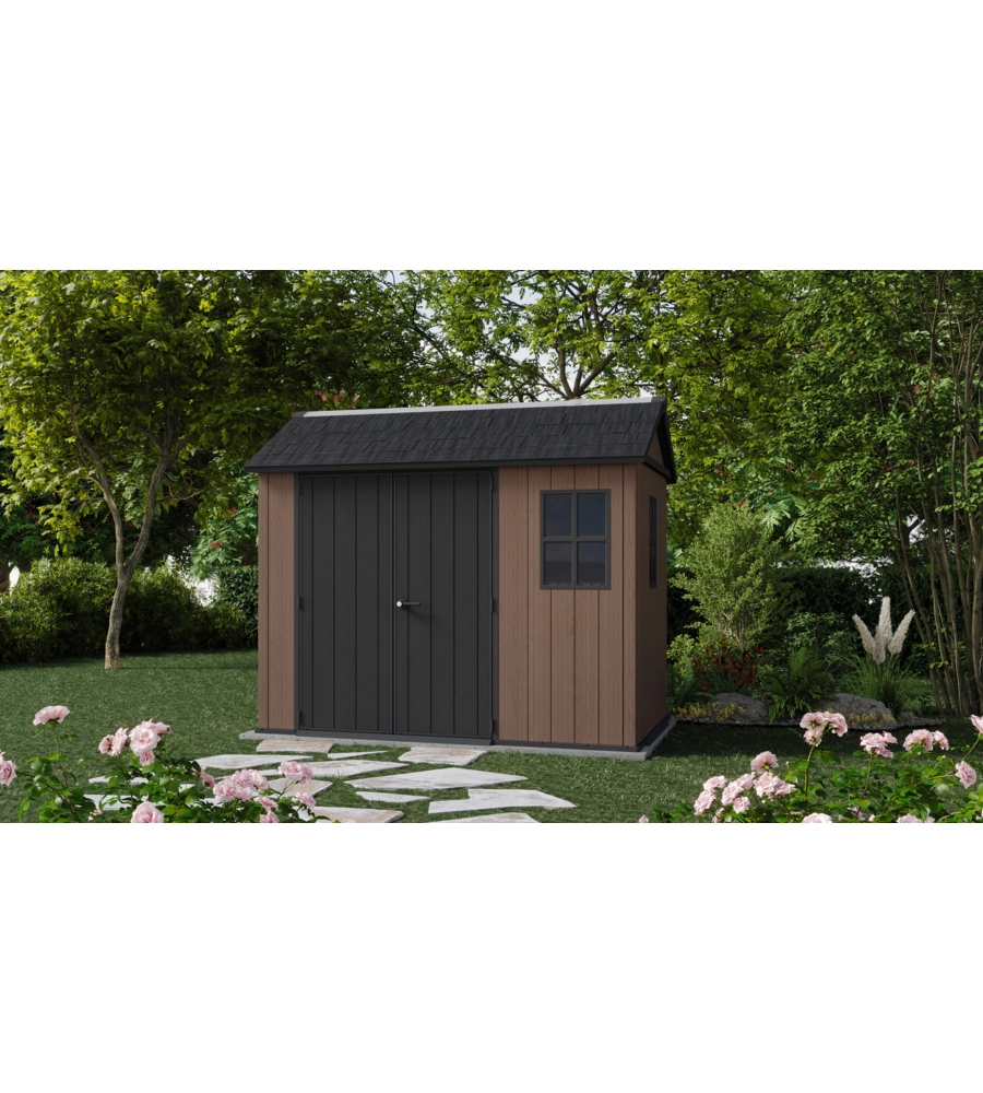 CASETTA DA GIARDINO KETER "NEWTON+ 759/975" IN RESINA MARRONE DOPPIA OPZIONE MONTAGGIO 287X230X246 CM