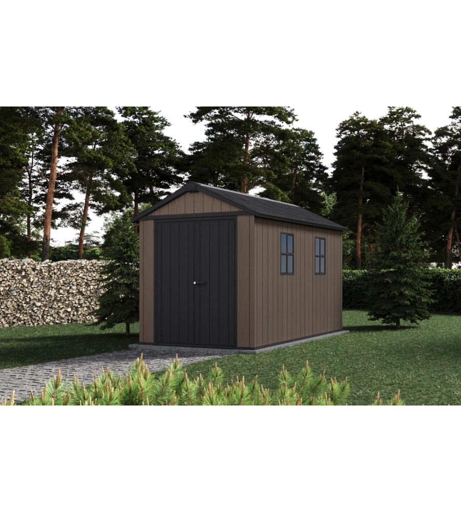 CASETTA DA GIARDINO KETER "NEWTON+ 7511/1175" IN RESINA MARRONE DOPPIA OPZIONE MONTAGGIO 350X230X246 CM