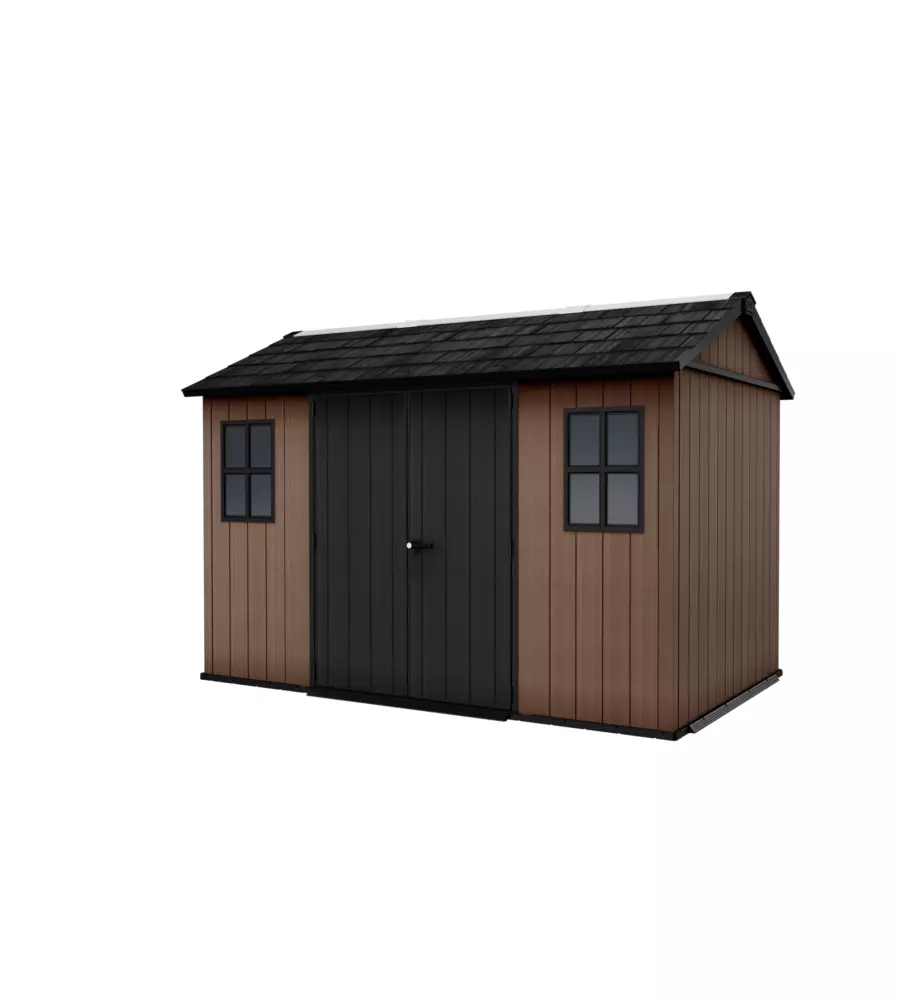 CASETTA DA GIARDINO KETER "NEWTON+ 7511/1175" IN RESINA MARRONE DOPPIA OPZIONE MONTAGGIO 350X230X246 CM