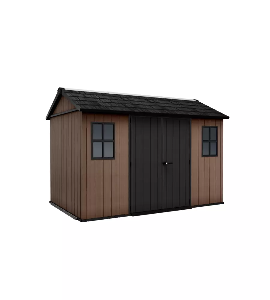 CASETTA DA GIARDINO KETER "NEWTON+ 7511/1175" IN RESINA MARRONE DOPPIA OPZIONE MONTAGGIO 350X230X246 CM